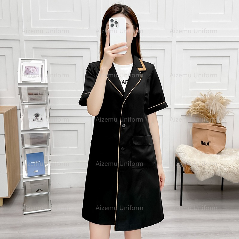 black beauty uniform with beau - Medical Lab Gown 评论和价格