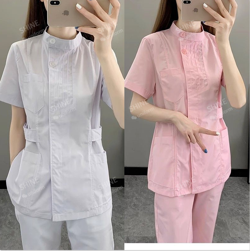 Pink Nurse Uniforms Short Slee - Medical Lab Logo 评论和价格
