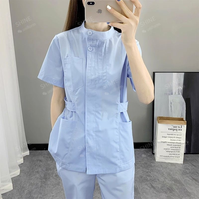 Pink Nurse Uniforms Short Slee - Medical Lab Logo 评论和价格